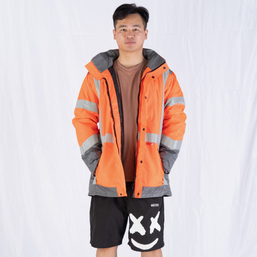 Reflective safety orange jacket