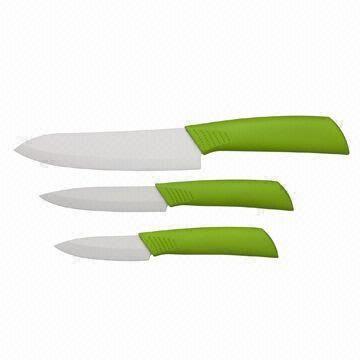 Ceramic Knife Set with Acrylic Holder, Available in White and Green Colors