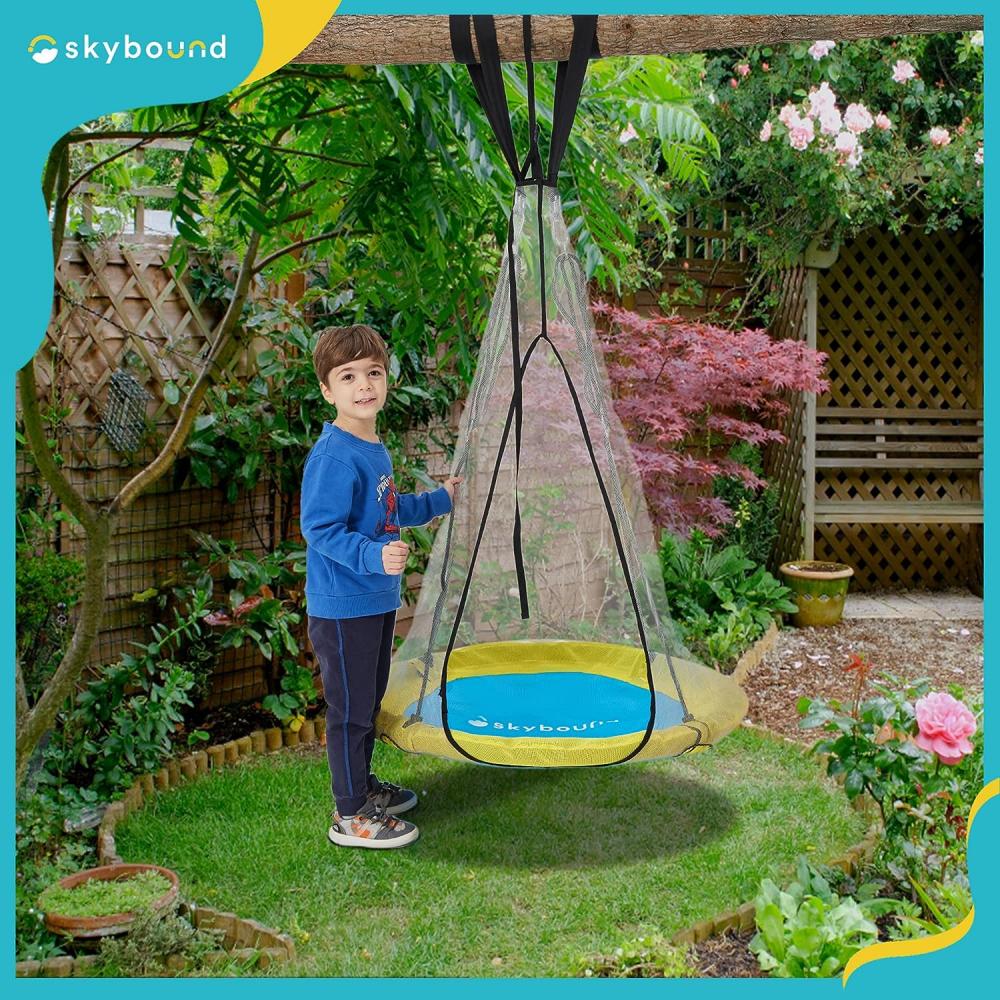 SkyBound 39 Inch Tree Swing Saucer Swing Yellow/Blue