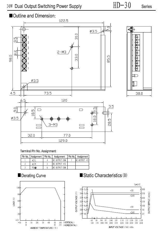 30W Dual Output Switching Power Supply (HD-30B)