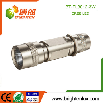 Factory Supply 3*aaa Battery Operated Aluminum Material Gold Color Long Range 3w Cree led Portable Flashlight Torch