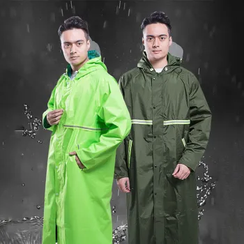 Extended Security Station Guard One-piece Long Raincoat - Rainproof and Moisture-proof with Reflective Design