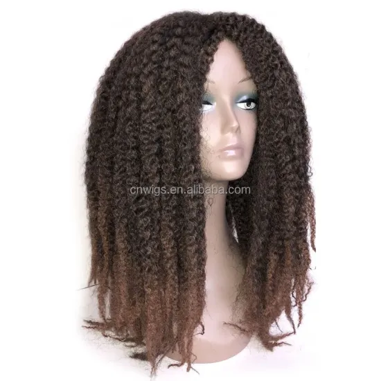 Synthetic Wig Luxury Marley Braids Dreadlock Afro Kinky Curly for Women Ombre Color for Braiding 18" 250g Black Brown Dark Brown