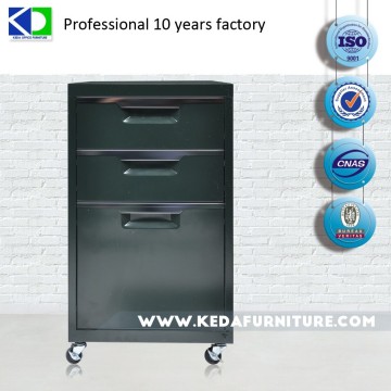 Eco-friendly Office 3 Drawer Wooden File Cabinet With Casters
