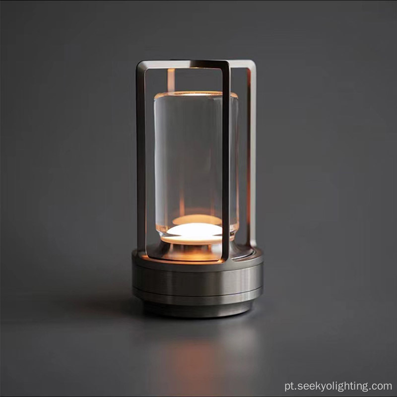 Lâmpada de mesa de cristal de LED recarregável portátil