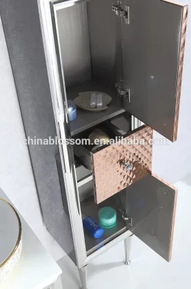 embossed stainless steel Dubai bathroom mirror cabinet wirth side cabinet