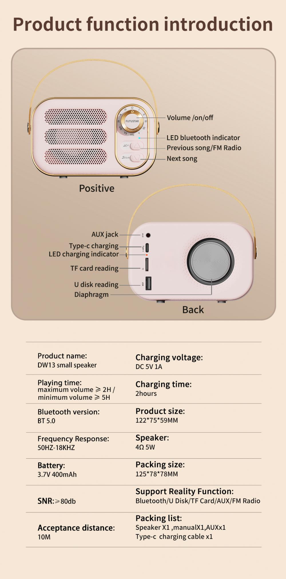Dw13 Mini Retro Bluetooth Speaker 12