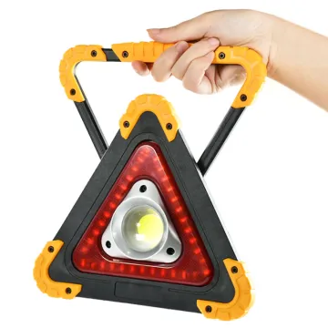 Car Repairing Emergency Triangle: 4*AA Battery Stand with COB Work Light, Red Signal Light, and Waterproof Design