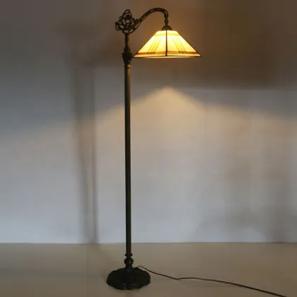 LongHuiJing 12Inch Yellow Tiffany Style Reading Lamp