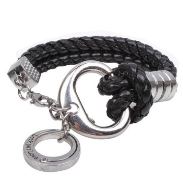 Fashion real leather bracelet for men and women LOCK OUR LOVE metal alloy ring charms valentine love gifts