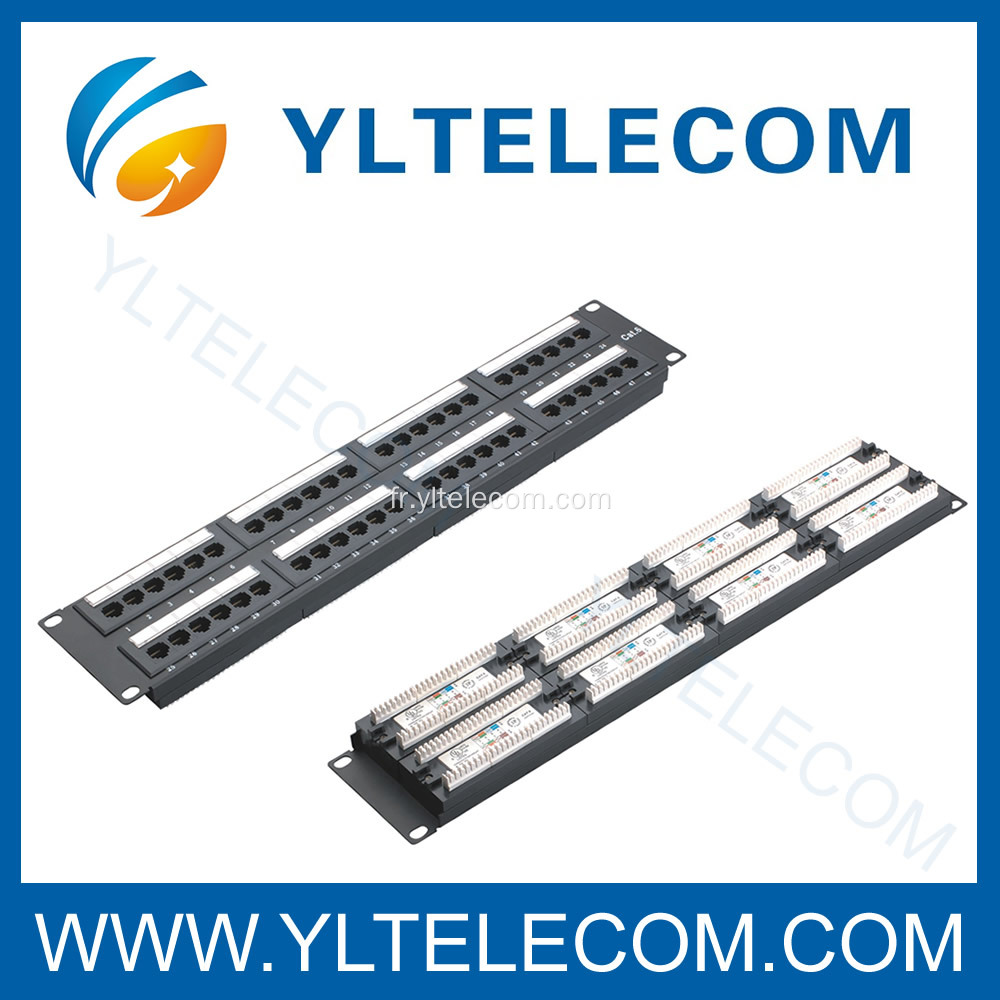 2U 19 pouces 48port(6*8) panneau de brassage avec type Label Cat 5e et Cat.6