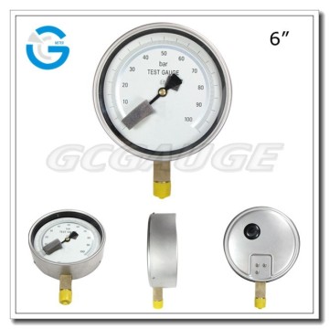 High quality stainless steel 6inch master pressure gauge with bottom connection