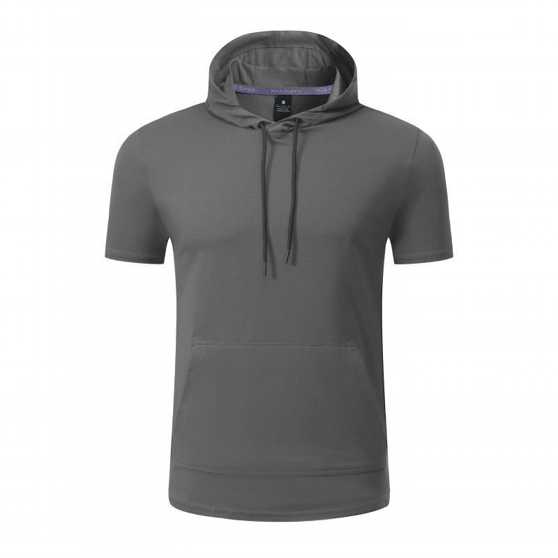 Mens Short Sleeve Quick Dry Gym Athletic Hoodie