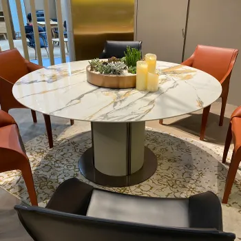 Modern European Design Dining Set with Round Marble Table for Home or Apartment