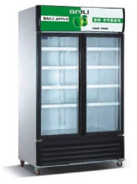 Commercial refrigerator double doors Air cooling display cooler drinks display fridge supermarket display refrigerator