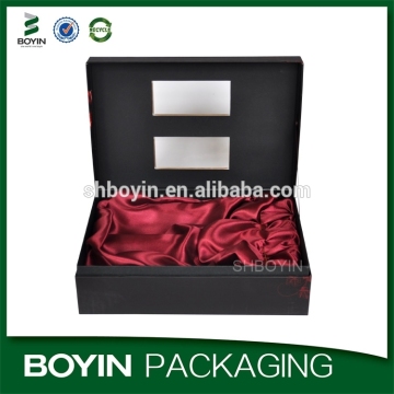 Creative design black paper wine gift boxes with transparent window