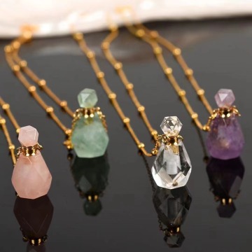 Wholesale Natural Tiger Eye Amethyst Mini Crystal Perfume Bottle Pendant