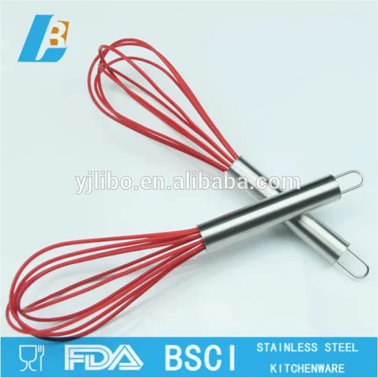 Heat-resistant stainless steel handle silicone whisk/egg beater LB-5021-2