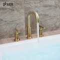 Brushed Gold Lavatory Waterfall 3 Hole Basin Faucet