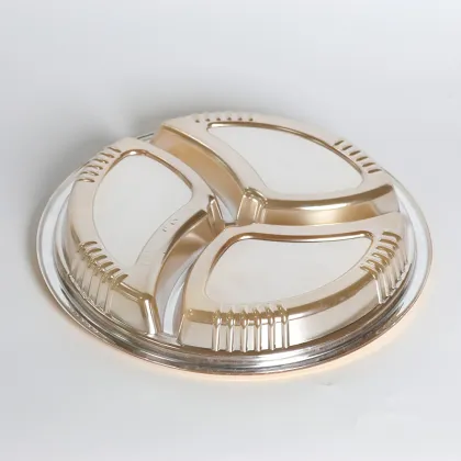 Golden Transparent Round Plastic Boxes for Cream Biscuits & Cookies