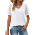 Crew-Neck Woven Short-Sleeved Top