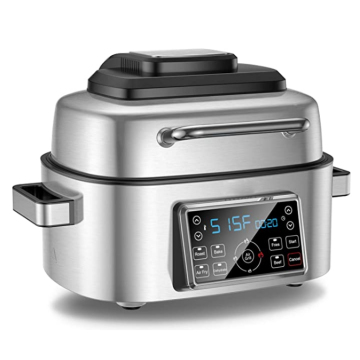 6L Air Fryer & Grill Combo: Smokeless Indoor Electric Grill with Advanced Cyclonic Grilling Technology - Roast, Bake, & Dehydrate