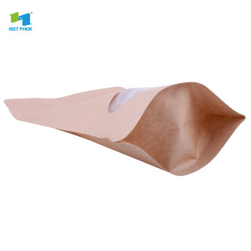 Fermeture à glissière compostable en papier kraft marron imprimée par coutume