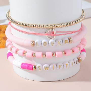 Monogramma di argilla elastica colorata personalizzata Bracciale per amicizia