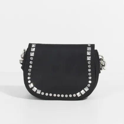 Rivet decorative black saddle bag