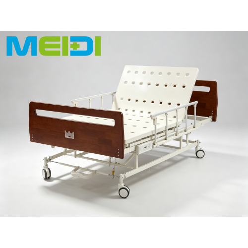 Wide Size Elderly Care Electric Hospital Bed, 3-Function Electric Adjustment, Solid Wood Headboard & Footboard, Nursing Home Reh
