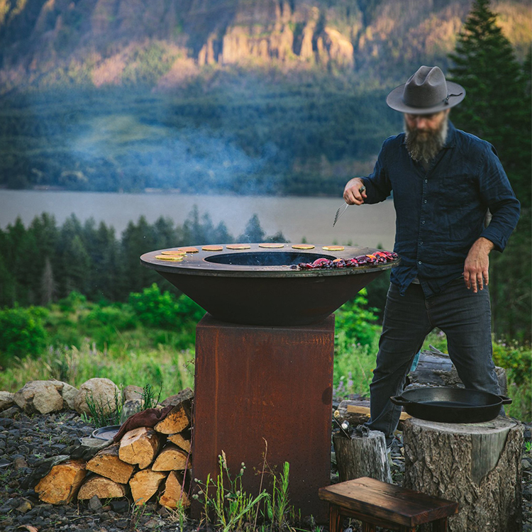 Grilles de barbecue en bois Corten en acier extérieur