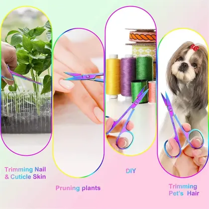 Colorful Stainless Steel Makeup Scissors - Lash and Eyebrow Trimming Tool