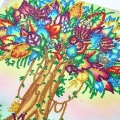 Cor árvore flor árvore decorativa pintura diamante pintura