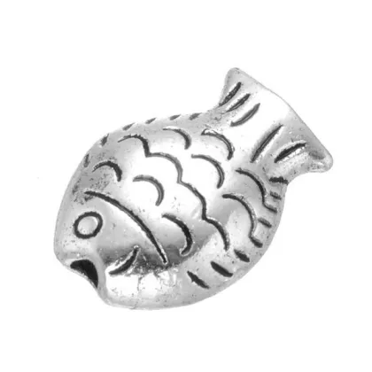 14*10mm Antique silver plated fish shape black bead clothing brand