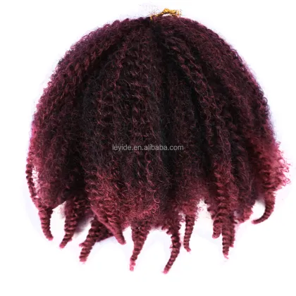 AliLeader Marley Hair Afro Kinky Curly Crochet Hair 8 Inch Marley Twist Ombre Synthetic Marley Braids Hair Extensions For Women