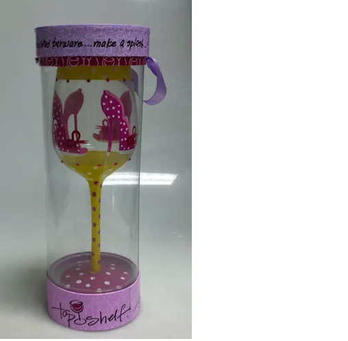 painted red wine glasses goblet with pvc box