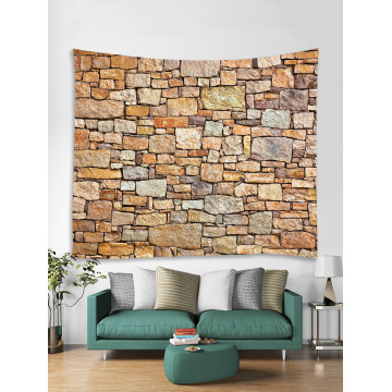 Brick Tapestry Wall Hanging Yellow Stone Wall Tapestry Polyester Print for Livingroom Bedroom Dorm Home Decor