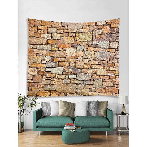 Brick Tapestry Wall Hanging Yellow Stone Wall Tapestry Polyester Print for Livingroom Bedroom Dorm Home Decor