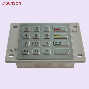 Stainless Steel Encrypted Pin Pad Waterproof PCI 1.3 For AT