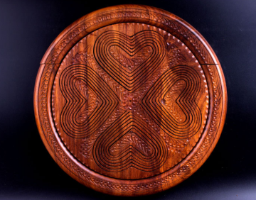 Fruit plate basket solid wood folding Pakistan walnut wood carving three pit four pit peach fruit basket