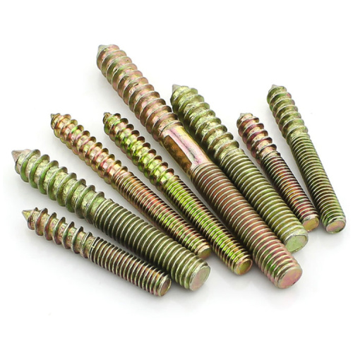 Double Head Thread Screw Brass Plated