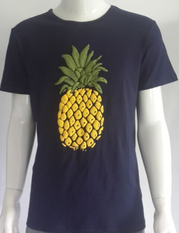 Men's Navy Blue o-neck tshirt with big pineapple fruit printing over size tshirt