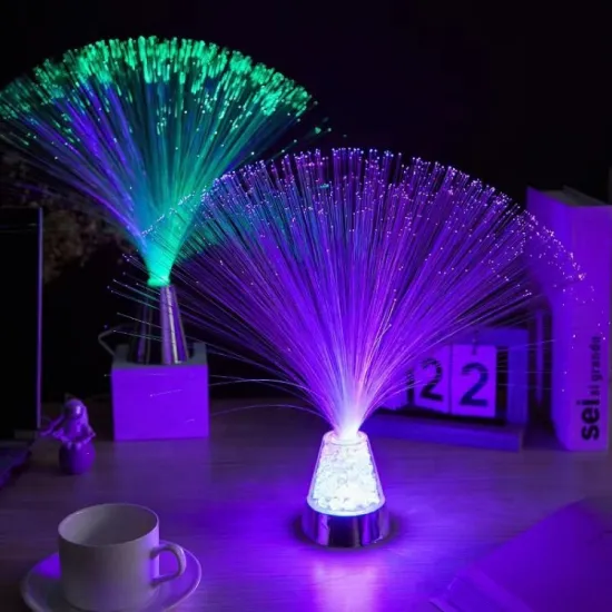 Lightahead LED RGB Color-Changing Cone Base Crystal Fiber Optic Lamp