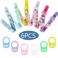 Pacifier Clips 6-PACK Silicone Pads Pacifier Holder