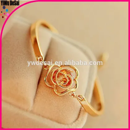 thin gold bracelet Exquisite set auger camellia bracelet girls gold bracelets