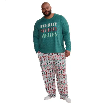 Hot Selling Christmas Pajamas Set - Family Matching Cotton Plus Size Green Custom Pajamas