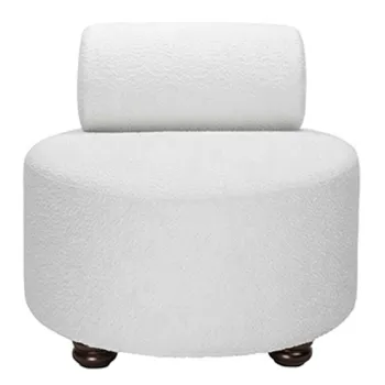 Modern Event Furniture Rentals: Wooden-Legged White Boucle Fabric Sofa Chairs and Single Sofas with Cylinder Back Design
