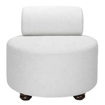 Modern Event Furniture Rentals: Wooden-Legged White Boucle Fabric Sofa Chairs and Single Sofas with Cylinder Back Design