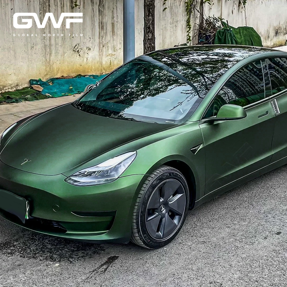 PPF Satin Olive Green Car