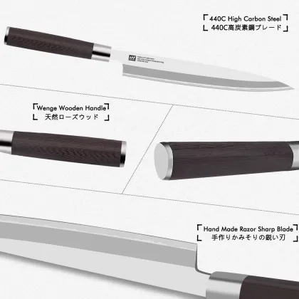Professional 440C Japanese Kitchen Knives Set for Sashimi and Sushi